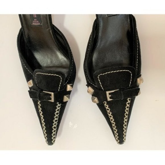 STEVEN By Steve Madden Black Suede Heels - Picture 3 of 6
